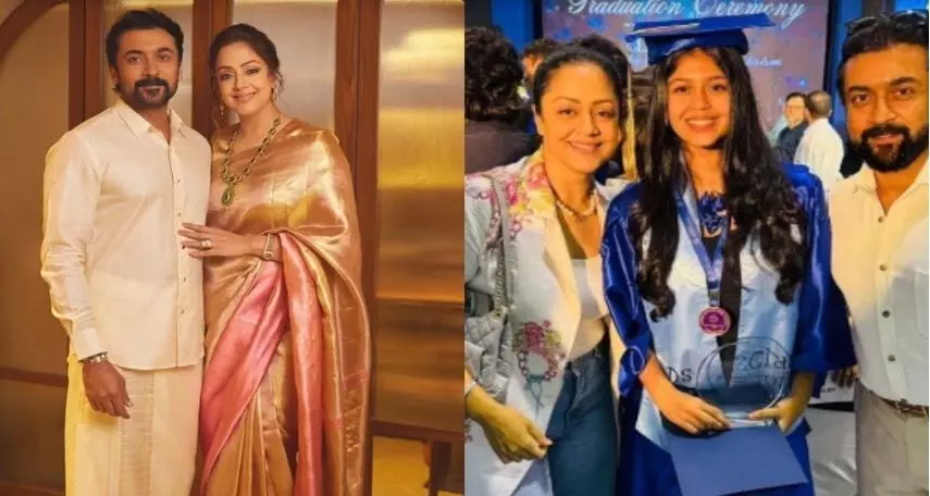 മകൾ ഗ്രാജുവേഷൻ നേടിയതിന്റെ അഭിമാനം പങ്കുവച്ച് സൂര്യയും ജ്യോതികയും